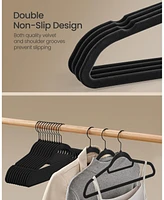 Slickblue Non-Slip Velvet Hangers with Swivel Hooks, Pack of 50 for Coats, Shirts, and Trousers