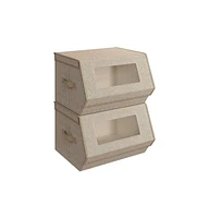 Slickblue Stackable Storage Bins for Efficient Organization and Space-Saving Solutions Set of 2