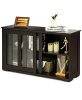 Gouun Sideboard Buffet Cupboard Storage Cabinet with Sliding Door