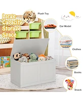 Gouun Safety Hinge Wooden Chest Organizer Toy Storage Box