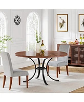 Tribesigns 47" Round Dining Table for 4-6 People, Rustic Dinner with Wooden Texture Surface & Pedestal, Kitchen Room, Liv