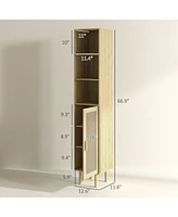 Homcom Tall Bathroom Storage Cabinet with Rat Doors,