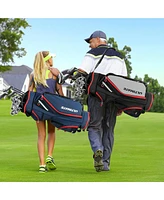 Gymax 9.5" Golf Cart Bag w/14 Divider Rain Hood Cooler Bag 8 Pockets