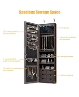Gouun 5 LEDs Lockable Mirror Jewelry Cabinet Armoire with 6 Drawers