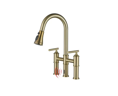 Casainc Bridge Pull Down Touchless Sensor Kitchen Faucet with 2 Handles