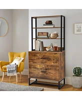 Costway Mobile File Cabinet 2 Drawer Printer Stand Open Shelf