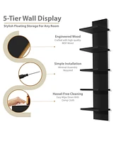 Sorbus 5 Tier Vertical Wall-Mounted Floating Shelves for Bathroom, Bedroom, Living Room