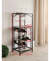 Kings Brand Furniture Metal 15 Bottle Wine Rack Storage Organizer, Brushed Copper