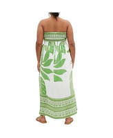 City Chic Plus Peta Border Maxi Dress