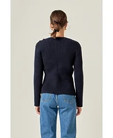 English Factory Women's Gold Button Detailed Knit Top