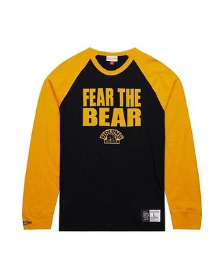 Mitchell & Ness Men's Black/Gold Boston Bruins Legendary Slub Raglan Long Sleeve T-Shirt