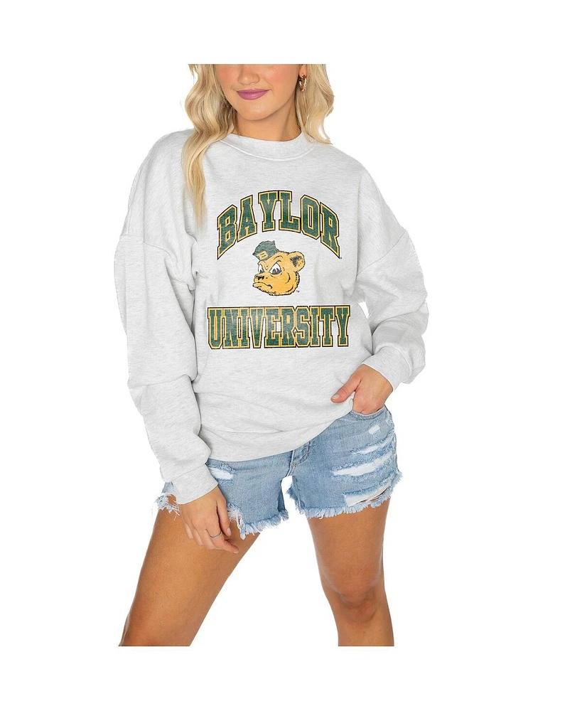 Gameday Couture Women's Gray Baylor Bears Drop Shoulder Fleece Pullover Sweatshirt