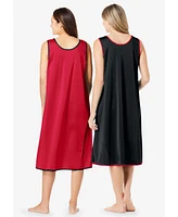 Only Necessities Plus 2-Pack Sleeveless Nightgown