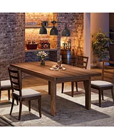 Tribesigns Wood Dining Table for 4-6 People, 63-Inch Farmhouse Kitchen with Solid Legs, Rectangular Dinner Room, Kitchen,