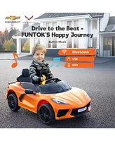 Funtok 12V Electric Ride On Car Kids Toy w/ Parent Remote Control, 3 Speeds, bluetooth, MP3