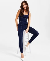 Guess Women's Carla Denim Sleeveless Corset-Structure Jumpsuit