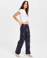 Guess Women's Kori High-Rise Faux-Leather Cargo Pants