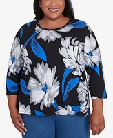 Alfred Dunner Plus Brushstroke Print Crew Neck Top