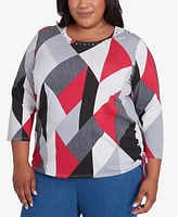 Alfred Dunner Plus Stained Glass Print Crew Neck Top