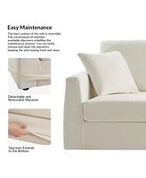 Hulala Home Zacharias Modern 85" Slipcovered Sofa with Square Flange Arm