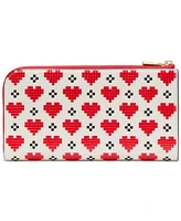 kate spade new york Devin Pixel Hearts Embossed Saffiano Leather Zip-Around Continental Wallet