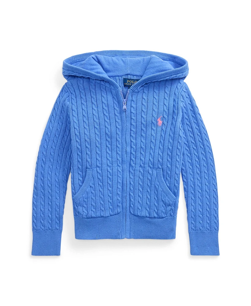 Polo Ralph Lauren Toddler and Little Girls Mini-Cable Cotton Full-Zip Hoodie