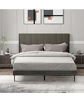 Gouun Queen Size Upholstered Bed Frame with Tufted Headboard