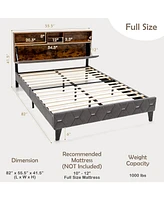 Gouun Full Size Upholstered Bed Frame with Storage Headboard-Full Size
