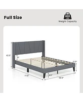 Gouun Full Size Bed Frame with Wingback Headboard and Wood Slat Support-Full Size