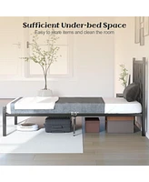Gouun Twin Size Platform Bed with Headboard and Metal Frame-Twin Size