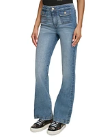 Karl Lagerfeld Paris Women's Patch-Pocket Bootcut Jeans