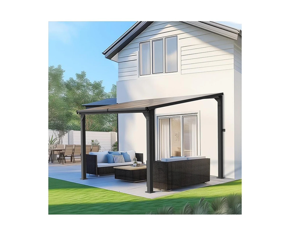 Hardtop Outdoor Gazebo Pergola Aluminum Framed with Sloping Pitched Roof for Garden, Patio