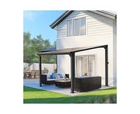 Pamapic Hardtop Outdoor Gazebo Pergola Aluminum Framed with Sloping Pitched Roof for Garden