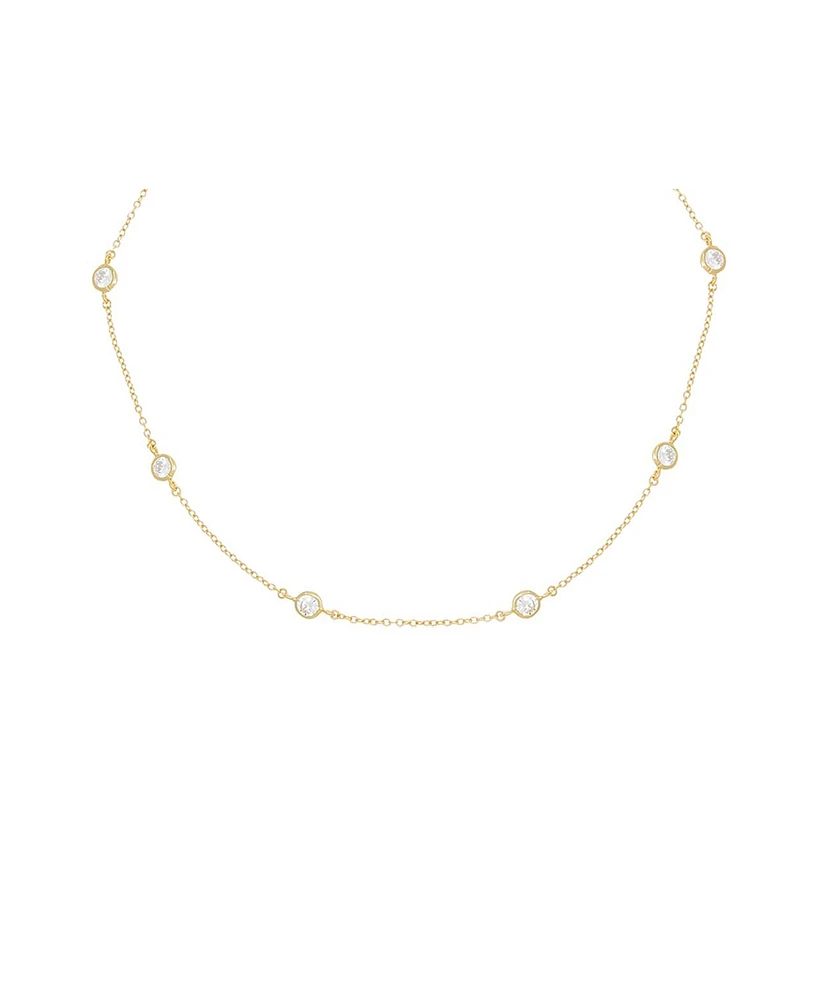 By Adina Eden Gold Plated Diamond By Yard Choker Necklace