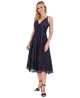 Eliza J Women's Fit & Flare Metallic-Embroidered Lace Dress