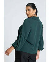 Eloquii Plus Balloon Sleeve Collared Blouse