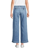 Lands' End Women's Mid Rise Denim Wide Leg Ankle Jeans