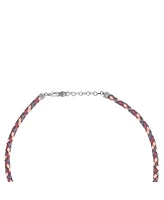 American West Jewelry Sterling Silver Multi-Color Braided Pink, Maroon and Berry Leather Necklace