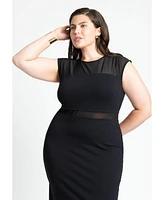 Eloquii Plus Cap Sleeve Mesh Midi Dress