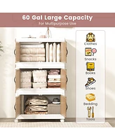 Gouun 3-Tier Stackable Storage Boxes Bins with Magnetic Doors and Lockable Casters