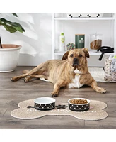 Bone Dry Trellis Paw Print Pet Bowl Set/2