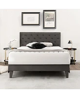 Gouun Full Size Upholstered Platform Bed with Tufted Headboard-Full Size
