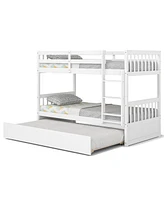 Twin Over Twin Bunk Bed with Pull-out Trundle and Ladder
