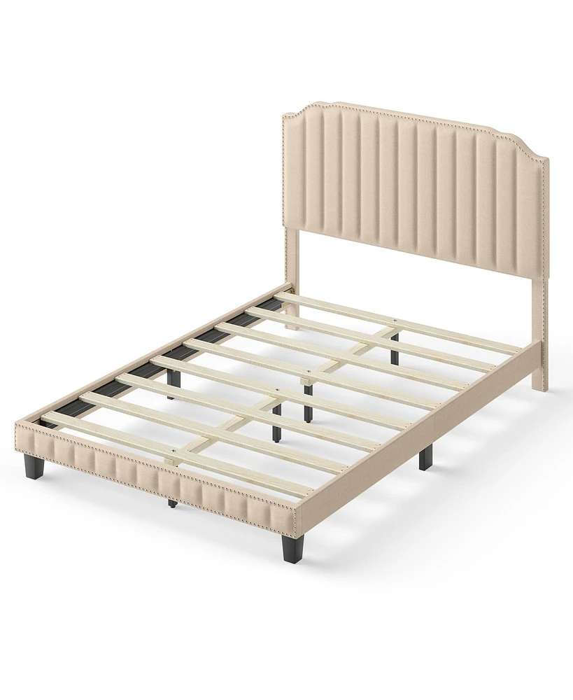 Gouun Heavy Duty Upholstered Bed Frame with Rivet Headboard-Full Size