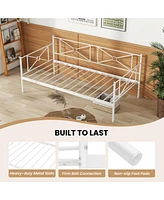 Gouun Metal Daybed Twin Bed Frame Stable Steel Slats Sofa Bed