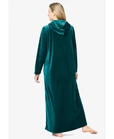 Dreams & Co. Plus Co Hooded Velour Robe