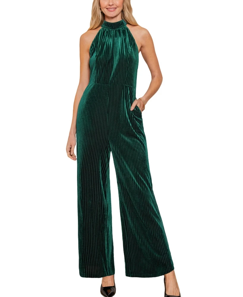 Cupshe Women's Green Corduroy Sleeveless Straight Leg Jumpsuit