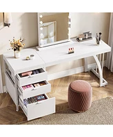Tribesigns Vanity Desk with 3 Drawers, 59-Inch Chic Makeup Desk for Women, Black Friday Deals