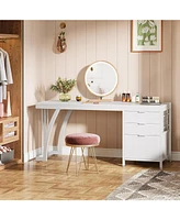 Tribesigns Vanity Desk with 3 Drawers, 59-Inch Chic Makeup Desk for Women, Black Friday Deals