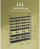 Slickblue 8-Tier Large Shoe Rack, Stackable Organizer Holds 32 Pairs, Steel Tubes & Non-Woven Fabric for Entryway Storage